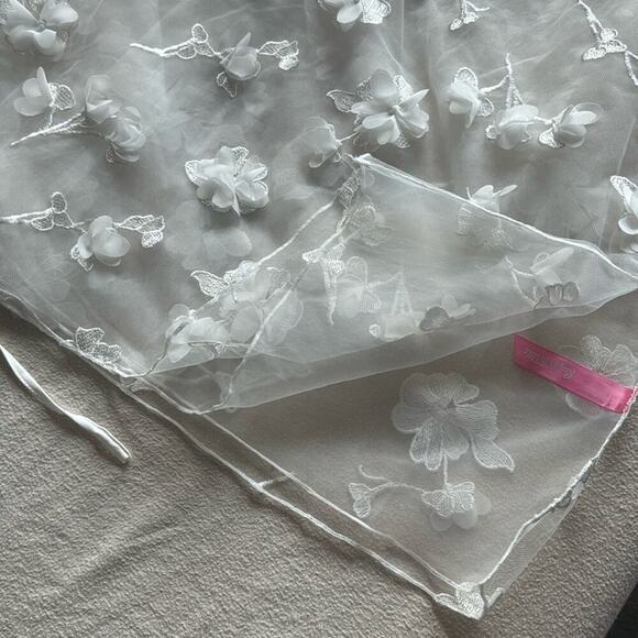 White Sheer Maxi Dress flowers lace-up NEW M Dolls Kill Endless Blooms sugar t - Picture 6 of 8